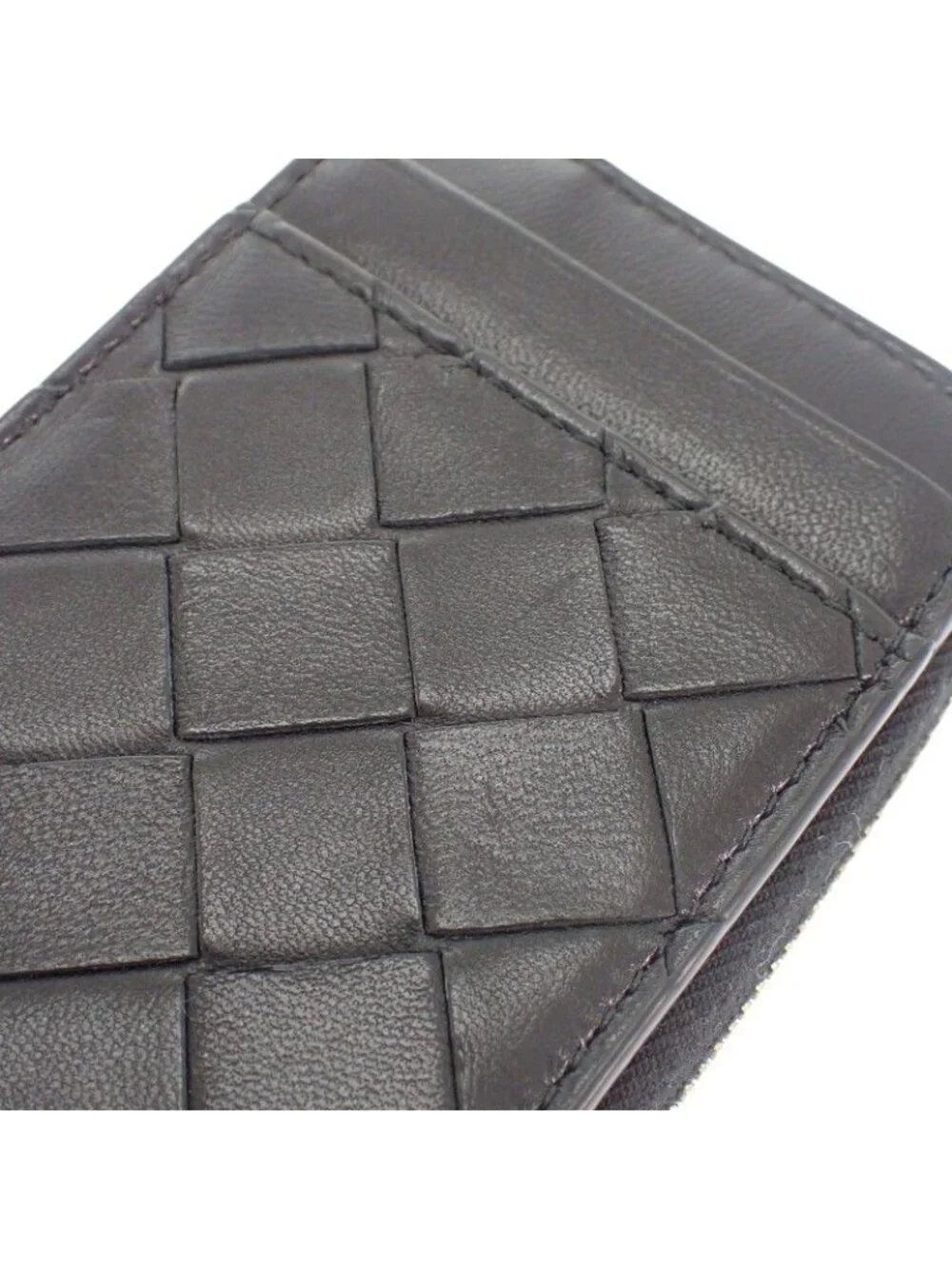 Bottega Veneta Tiny Zip Around Card Slot Coin Purse Lambskin Black Gold